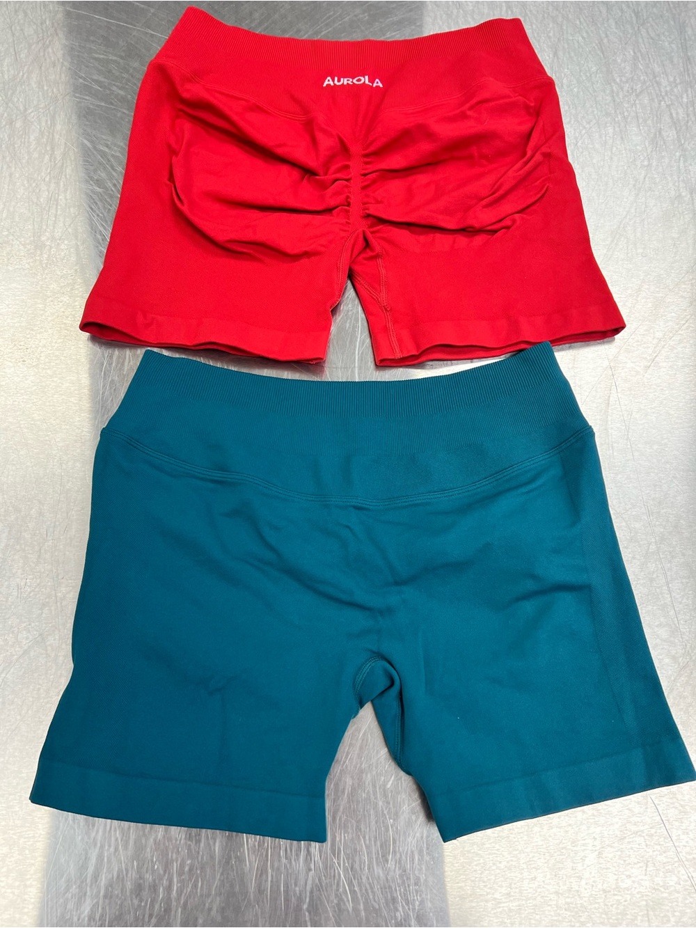 Aurola Red & Teal Scrunch-Back Women's Bike Shorts Set Women’s Medium